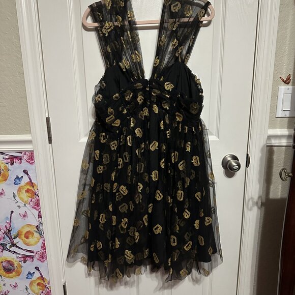 Unique Vintage Heart and Soul Babydoll Dress in Pumpkins - Picture 3 of 4